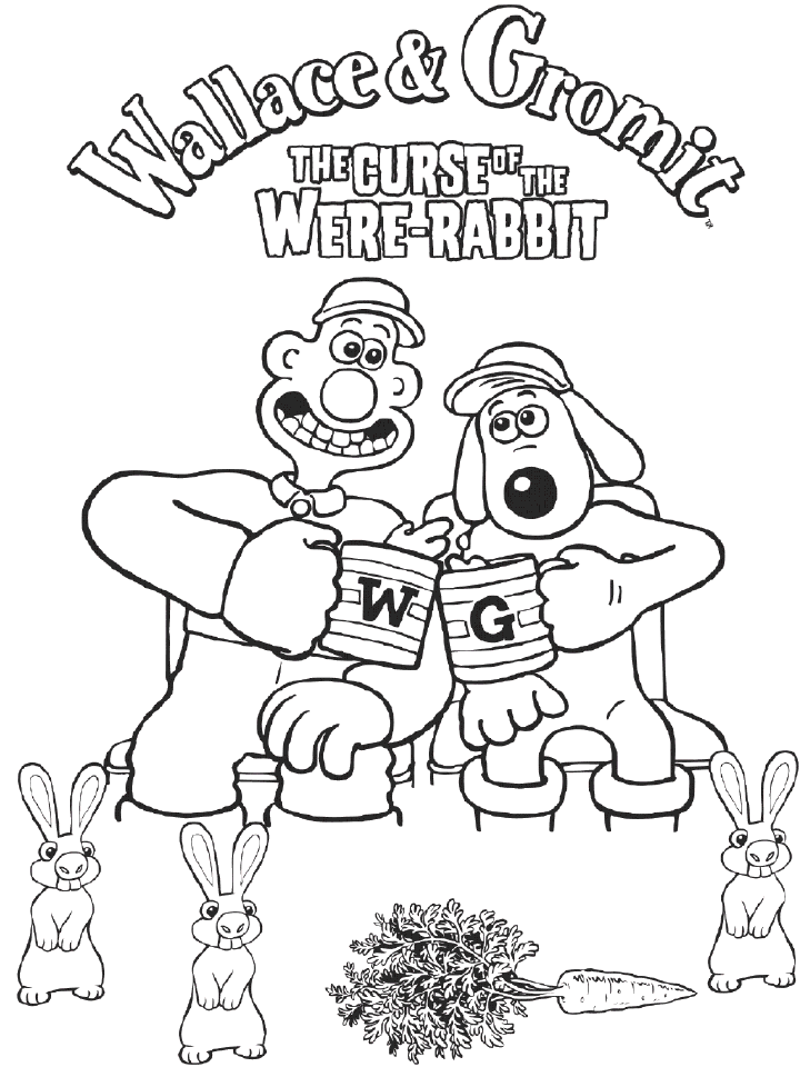 coloriage Wallace et gromit et le lapin garou